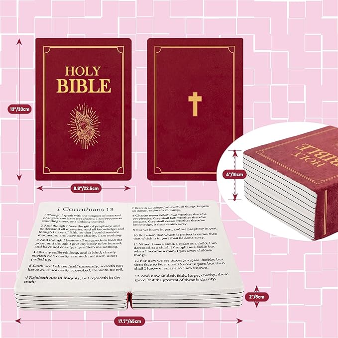 The Holy Bible Pillow Plush - Book Shape, Openable, Cozy