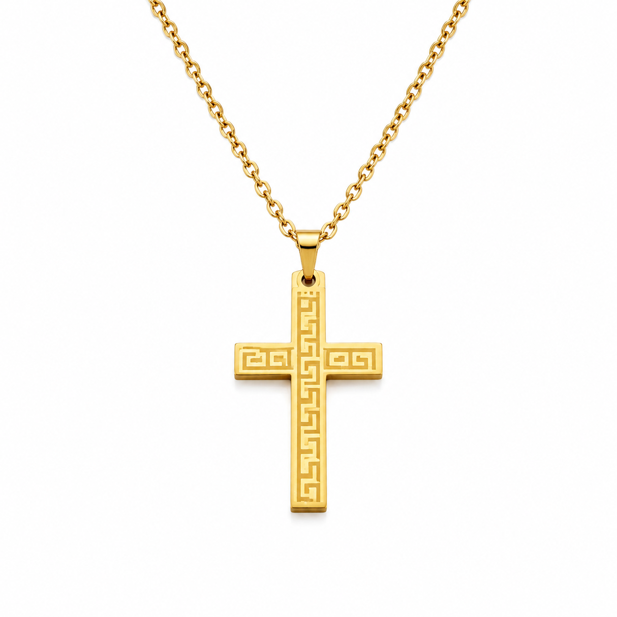 The Holy Cross Greek Key Necklace