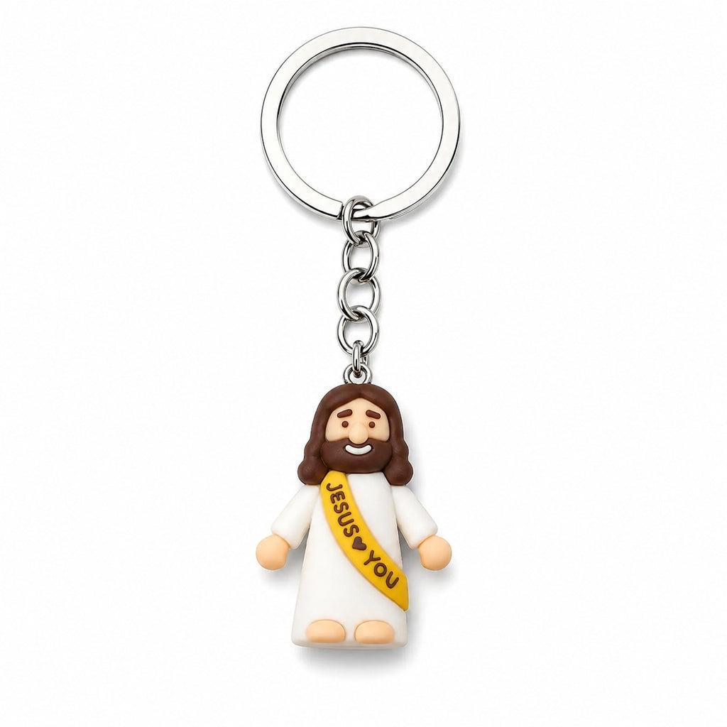2 Mini Jesus Figurine Keychains