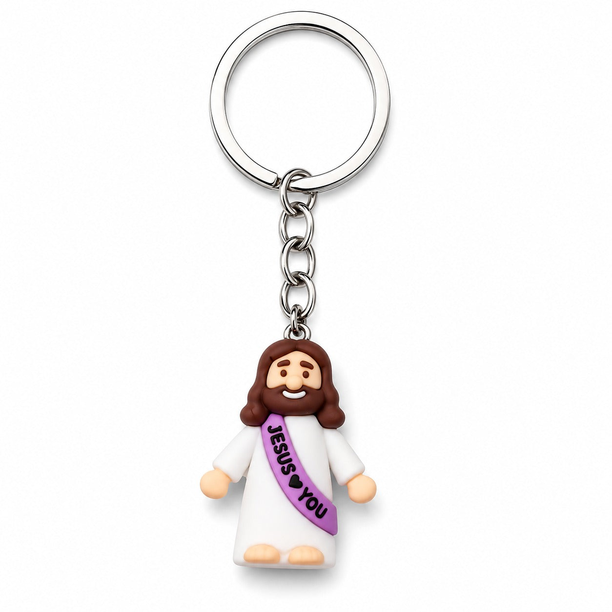 2 Mini Jesus Figurine Keychains