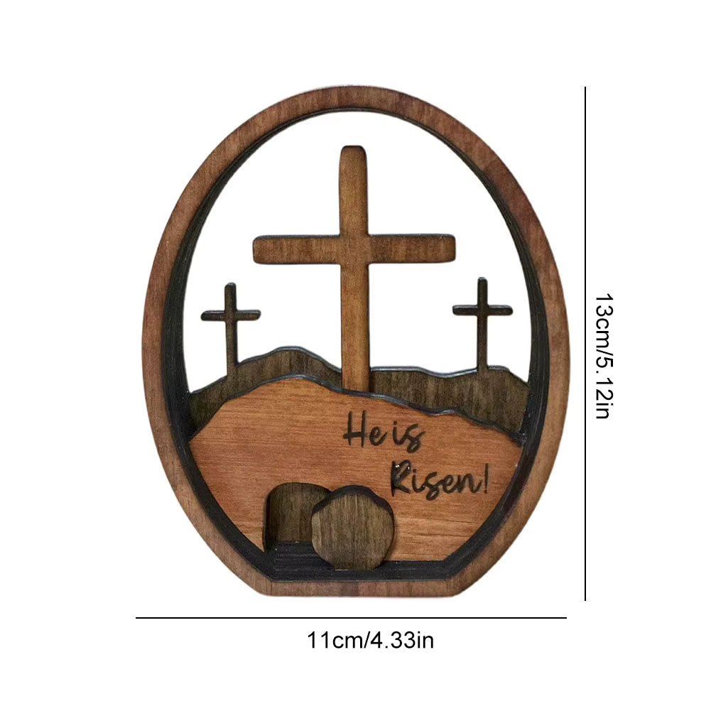 “He Is Risen” Wooden Cross Decor