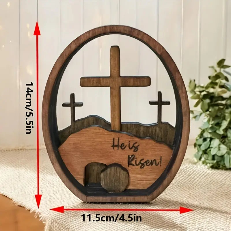 “He Is Risen” Wooden Cross Decor
